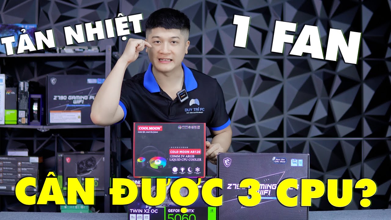 Đánh giá hiệu năng tản nhiệt nước Coolmoon AR120 ARGB 1 Fan cho i3 13100F, i5 13400F, i5 13600K – Mát, đẹp, cực chất tại Duy Trí PC